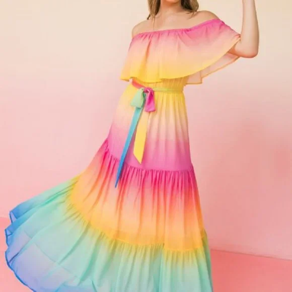 (S) Rainbow Maxi Dress - Picture 3 of 5